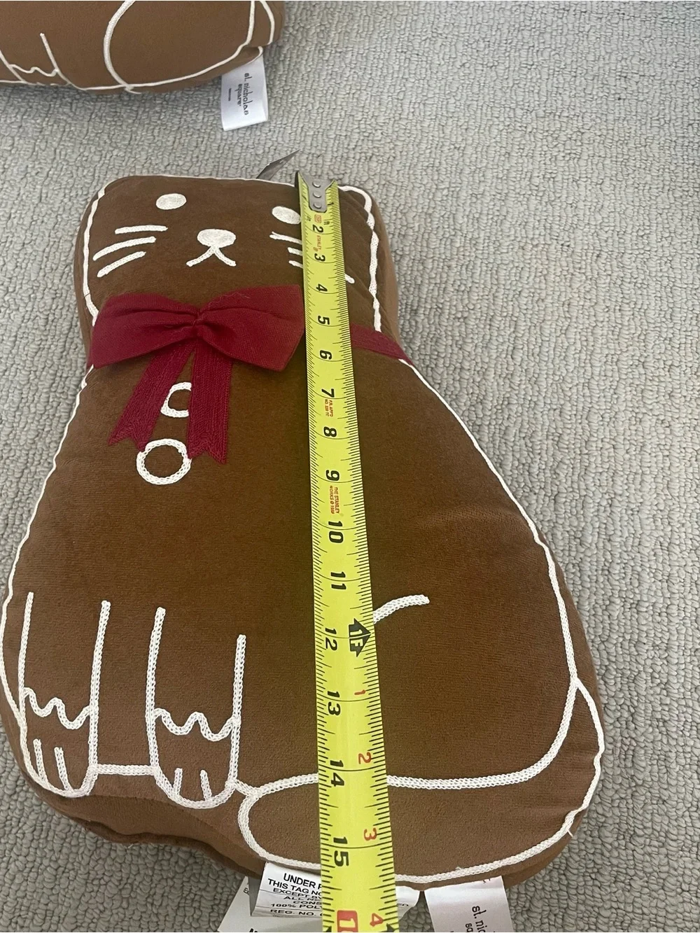 2 NWT gingerbread kitty decorative cushion pillows